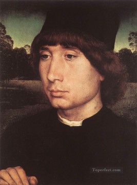 ハンス・メムリンク Painting - 風景の前の若者の肖像 1480年 オランダ ハンス・メムリンク